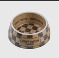 Checker chewy Vuitton Dog Bowl