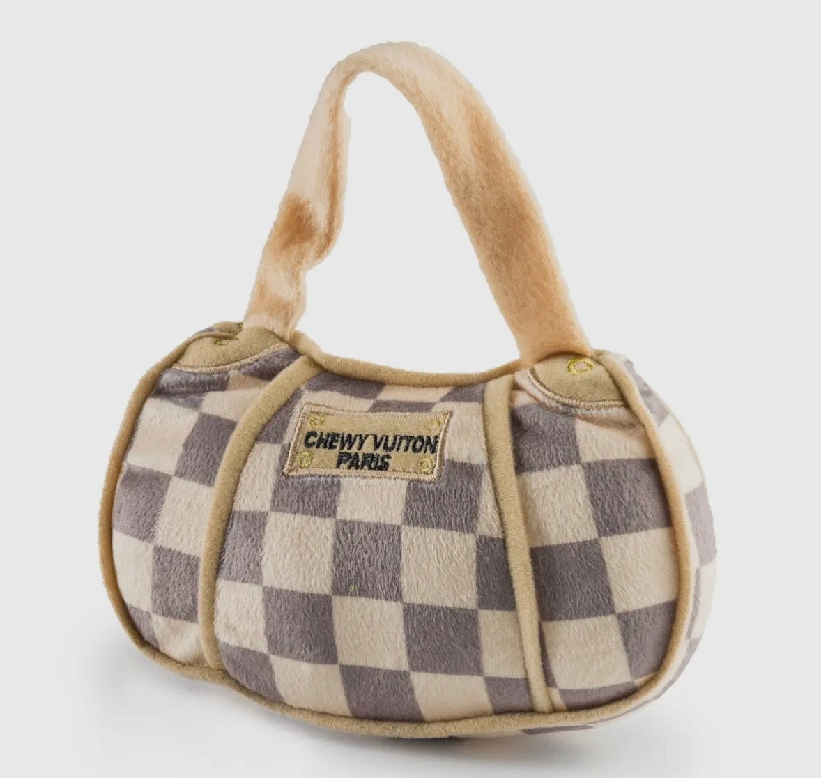 Chewy Vuitton Handbag Squeeky Dog Toy