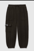 Girls Black Ribbed Knit Jogger