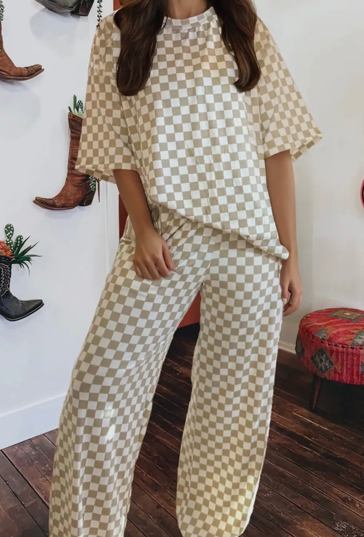 Checker Print 2 pcs Lounge Set