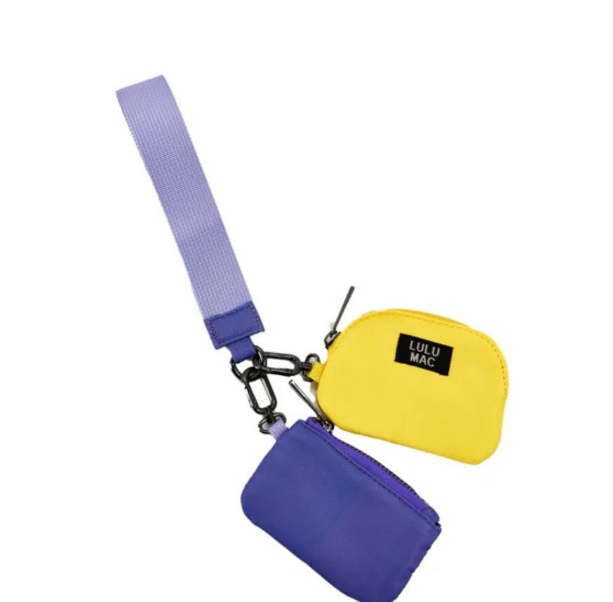 LuLu Mac Double Pouch Wristlet Purple/Yellow