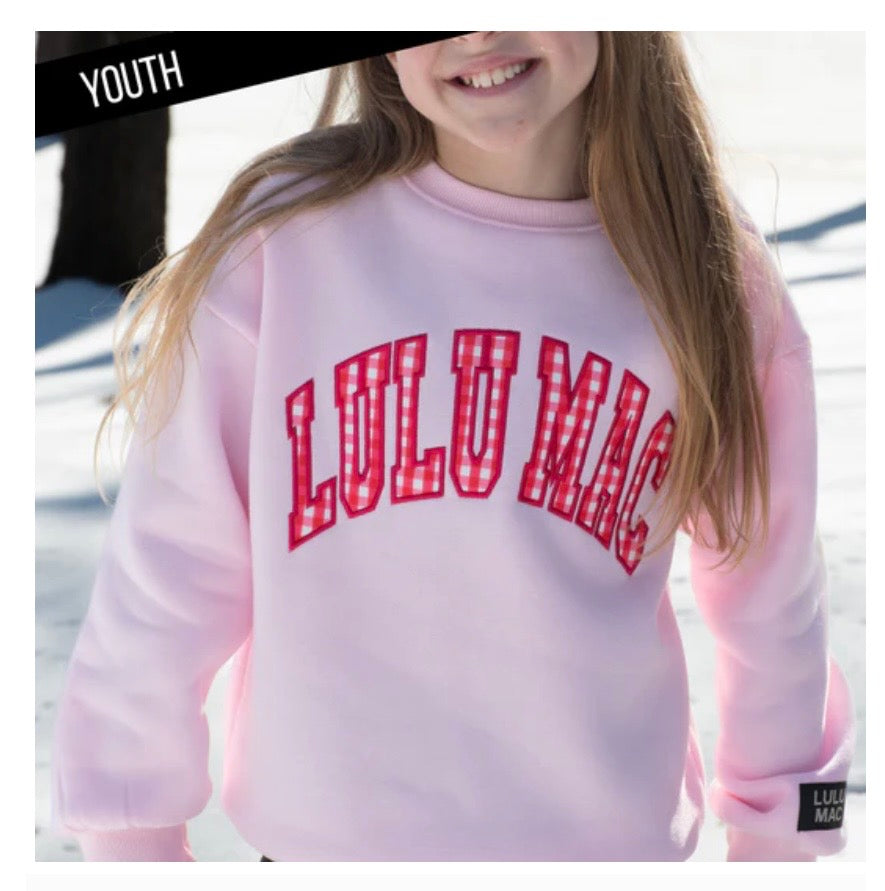 Youth LuLu Mac Pink Sweatshirt w/Gingham