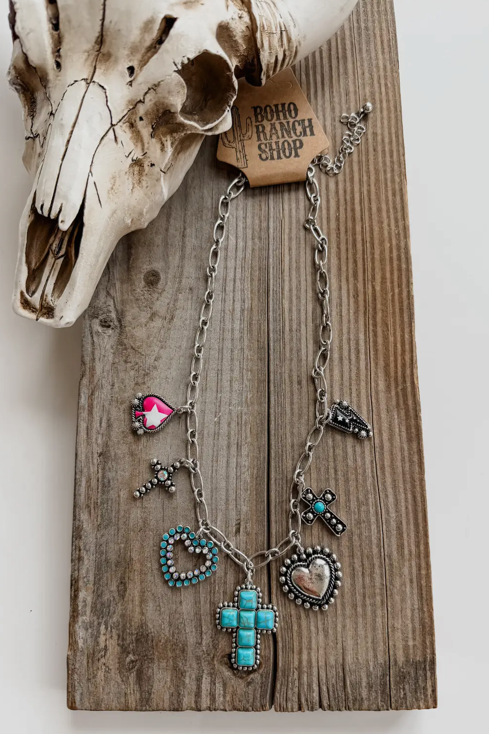Silver Cross Turquoise Necklace
