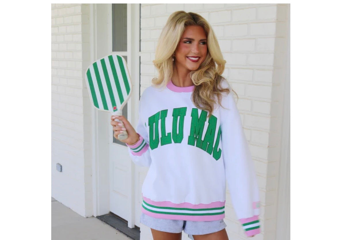 Lulu Mac White/Green Stitch Sweatshirt