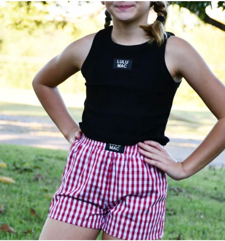 Youth Red Gingham Shorts