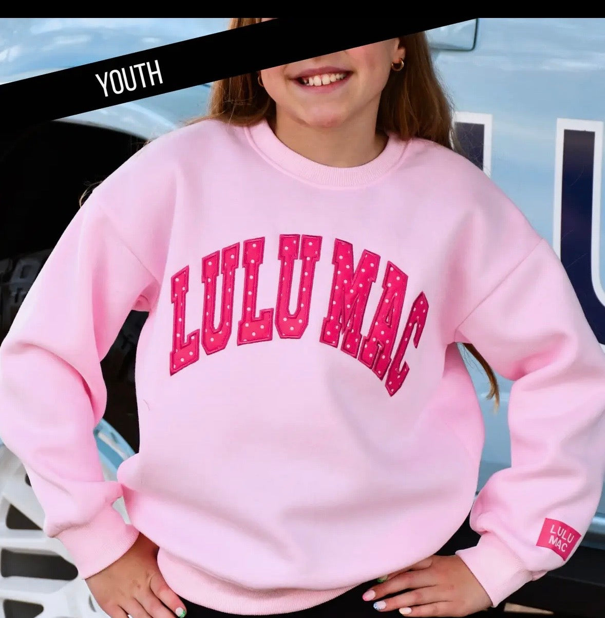 Youth LuLu Pink/Hot Pink Dot Sweatshirt