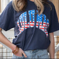 LuLu adult  stars and stripes-navy tee