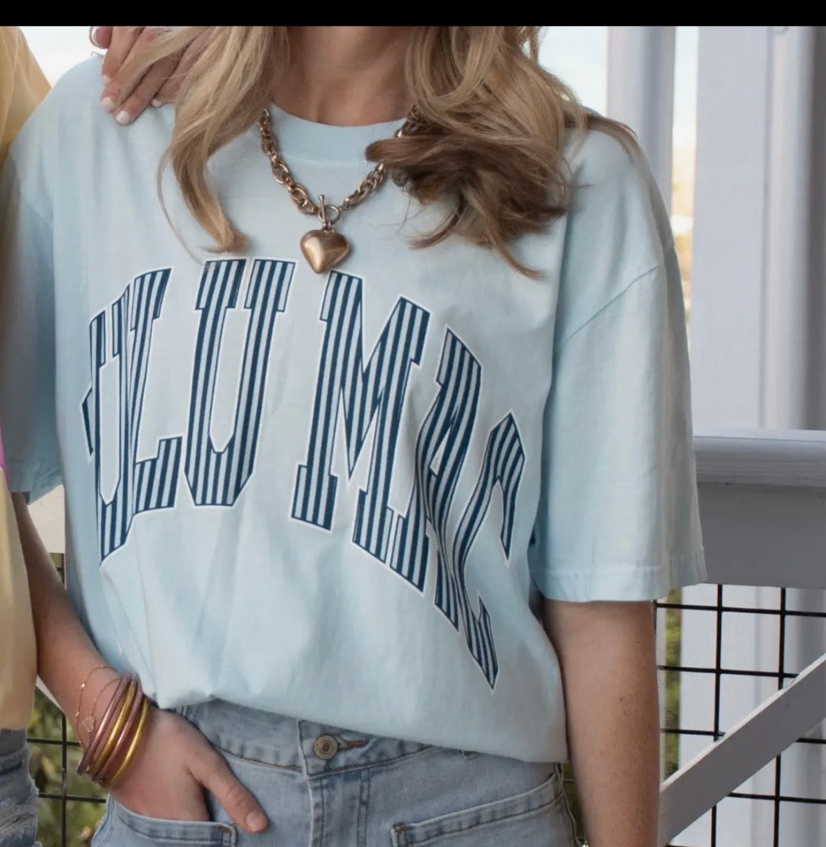 LuLu Chambray navy stripe tee