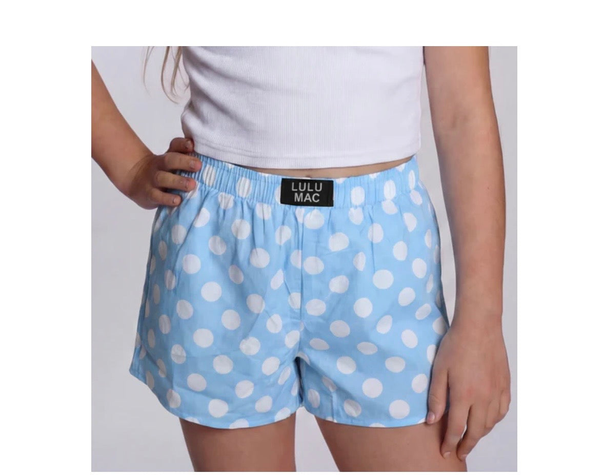 LuLu Youth Light Blue/White Dot Shorts