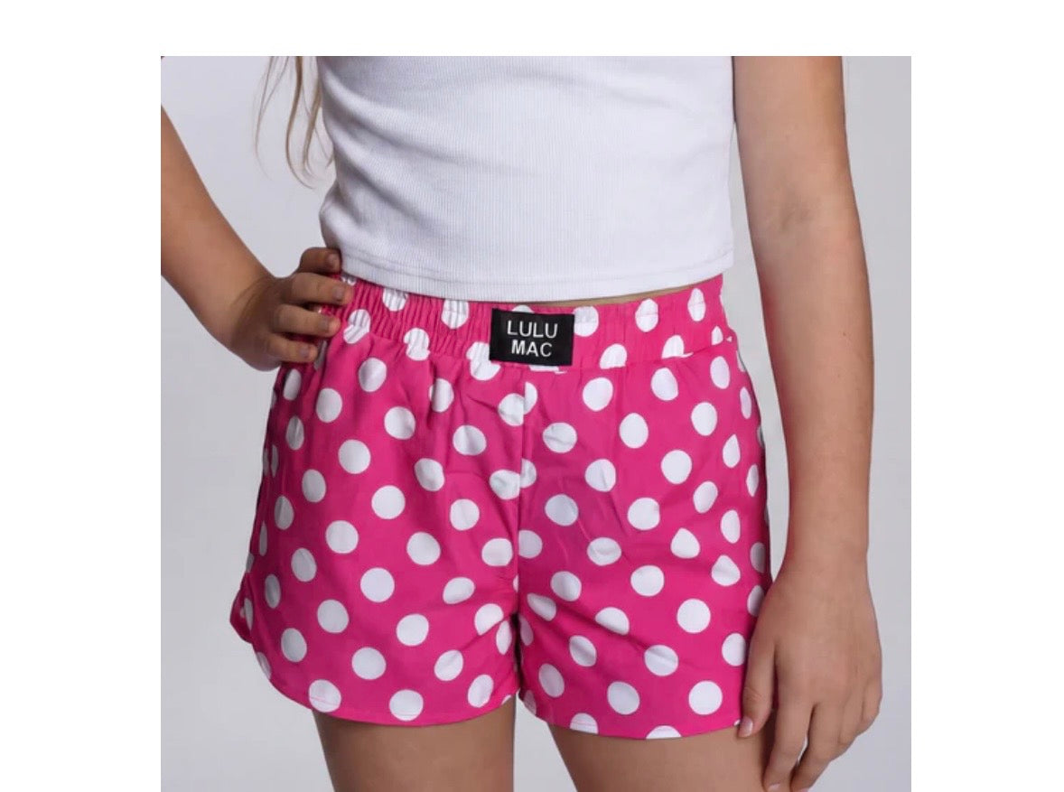 Youth Hot Pink White Dot shorts