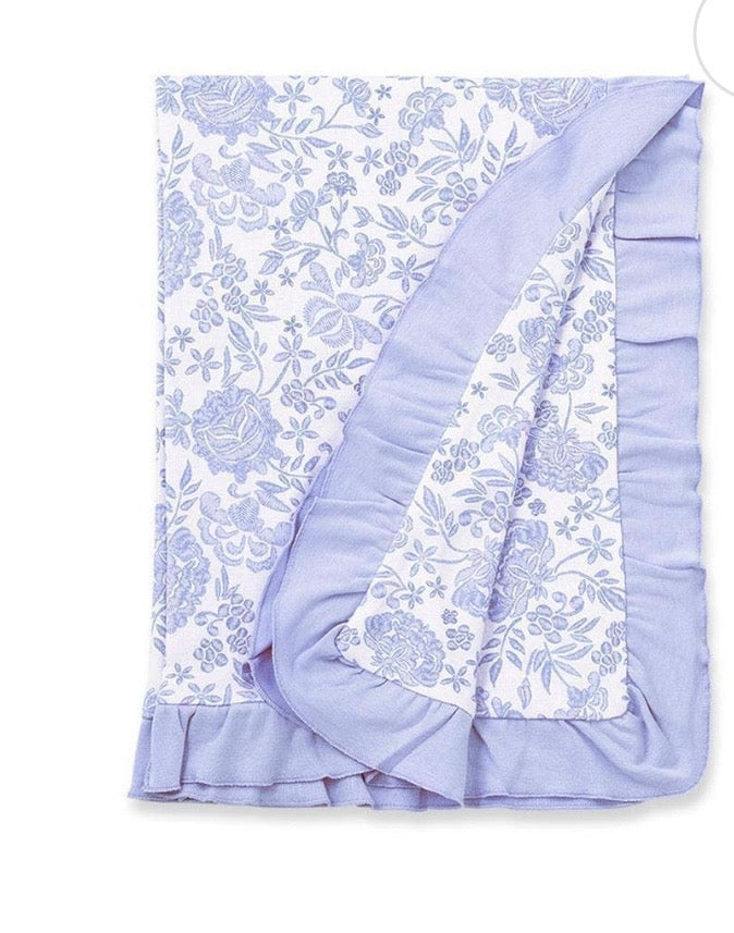 Blue Floral Stroller Blanket