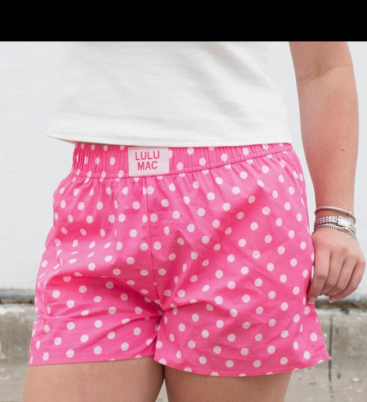 LuLu Pink W/ mini light Pink dot shorts