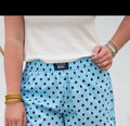 LuLu Light Blue w/Navy mini Dots shorts