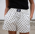 LuLu White with mini Black Dot shorts