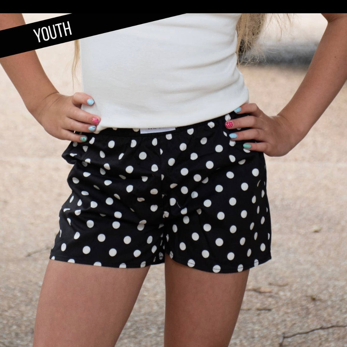LuLu Youth Black and White Small Dot Shorts