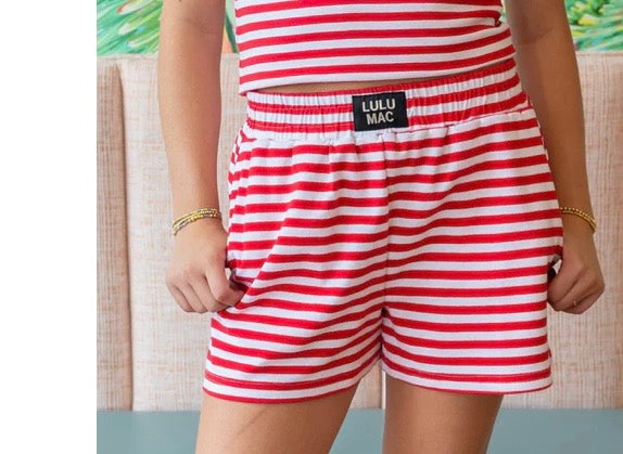 LuLu Red Pink Stripe Shorts