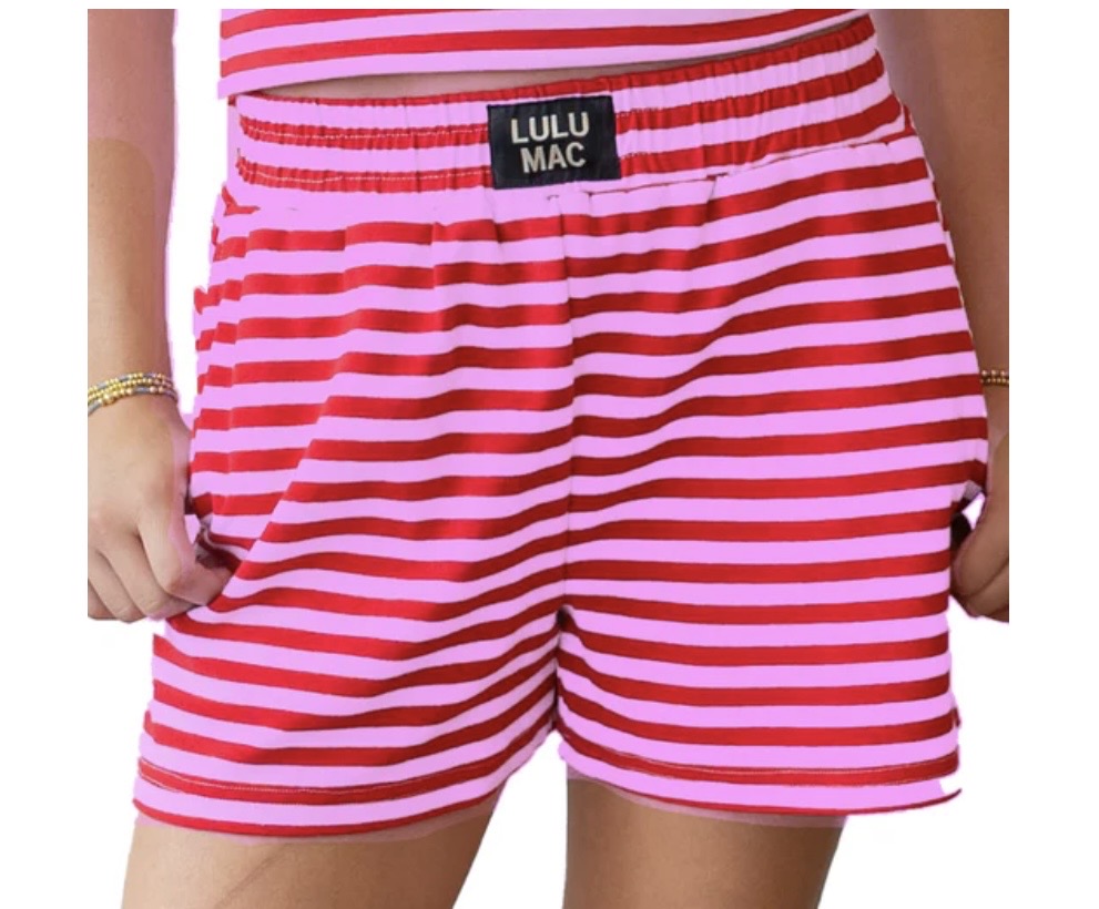 LuLu Pink Stripe Fleece Short