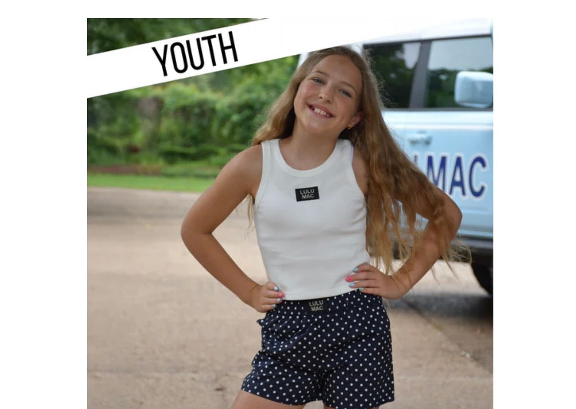 LuLu Youth  Navy Mini Dot Shorts
