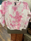 Youth Pink Tie Die Sweatshirt
