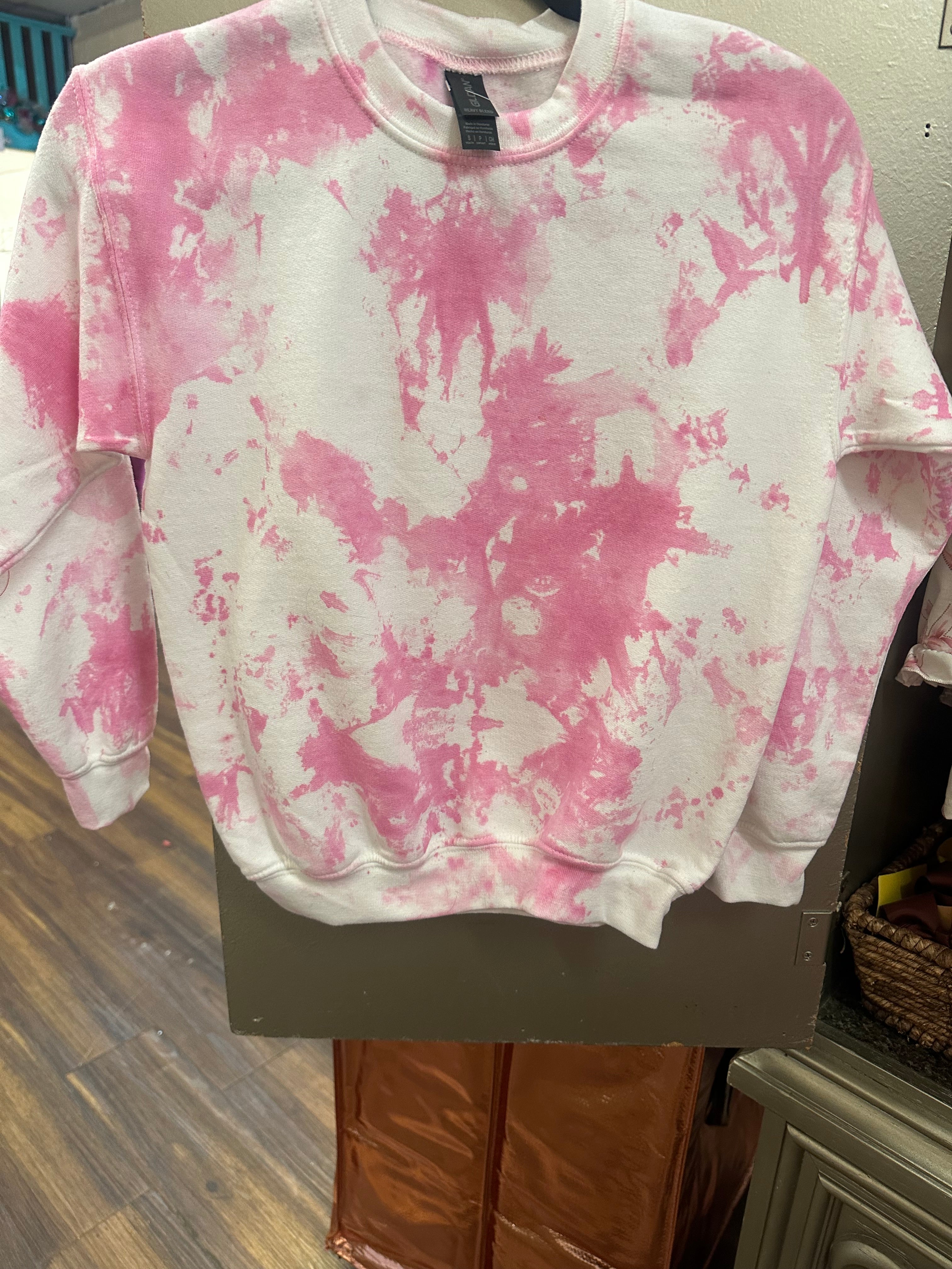 Youth Pink Tie Die Sweatshirt