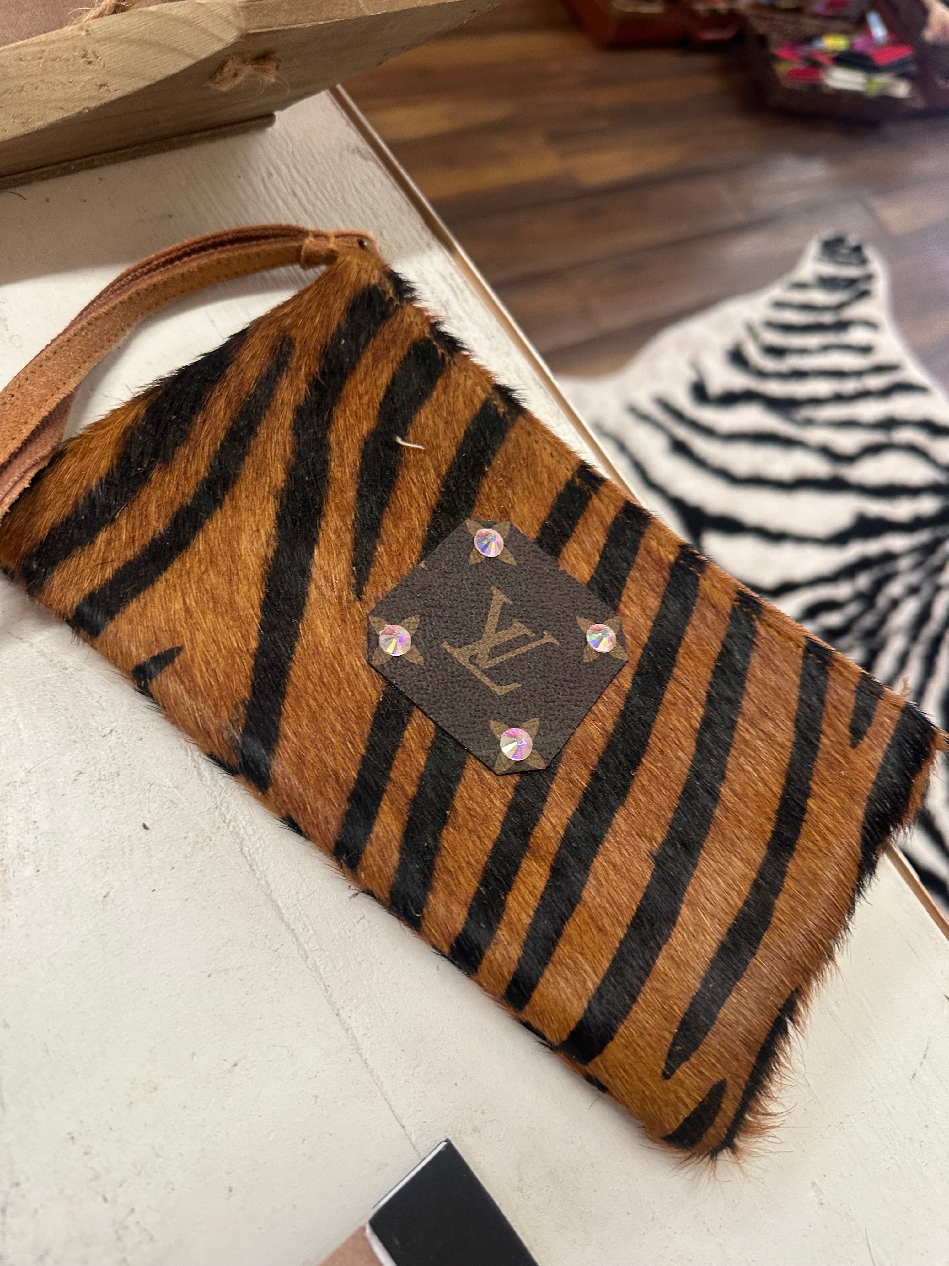 Repurposed LV Brown Zebra hair clutch