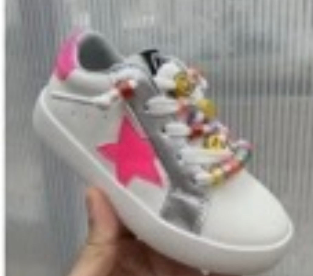Hot Pink Star W Bead Laces