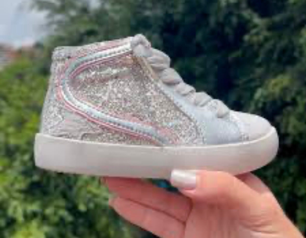 Silver glitter w/ pink Hi-Tops