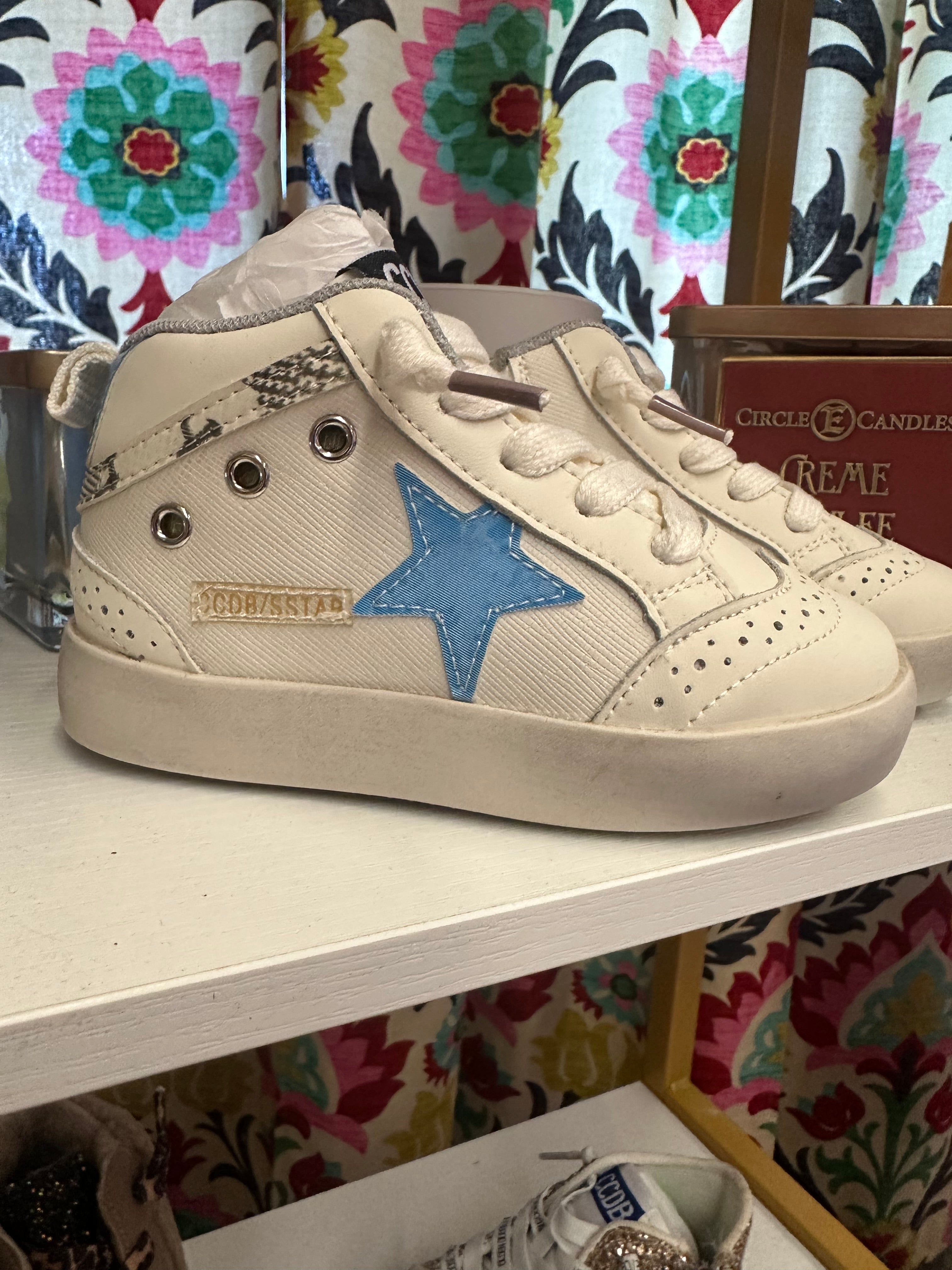 White w/ Blue star Hi-top