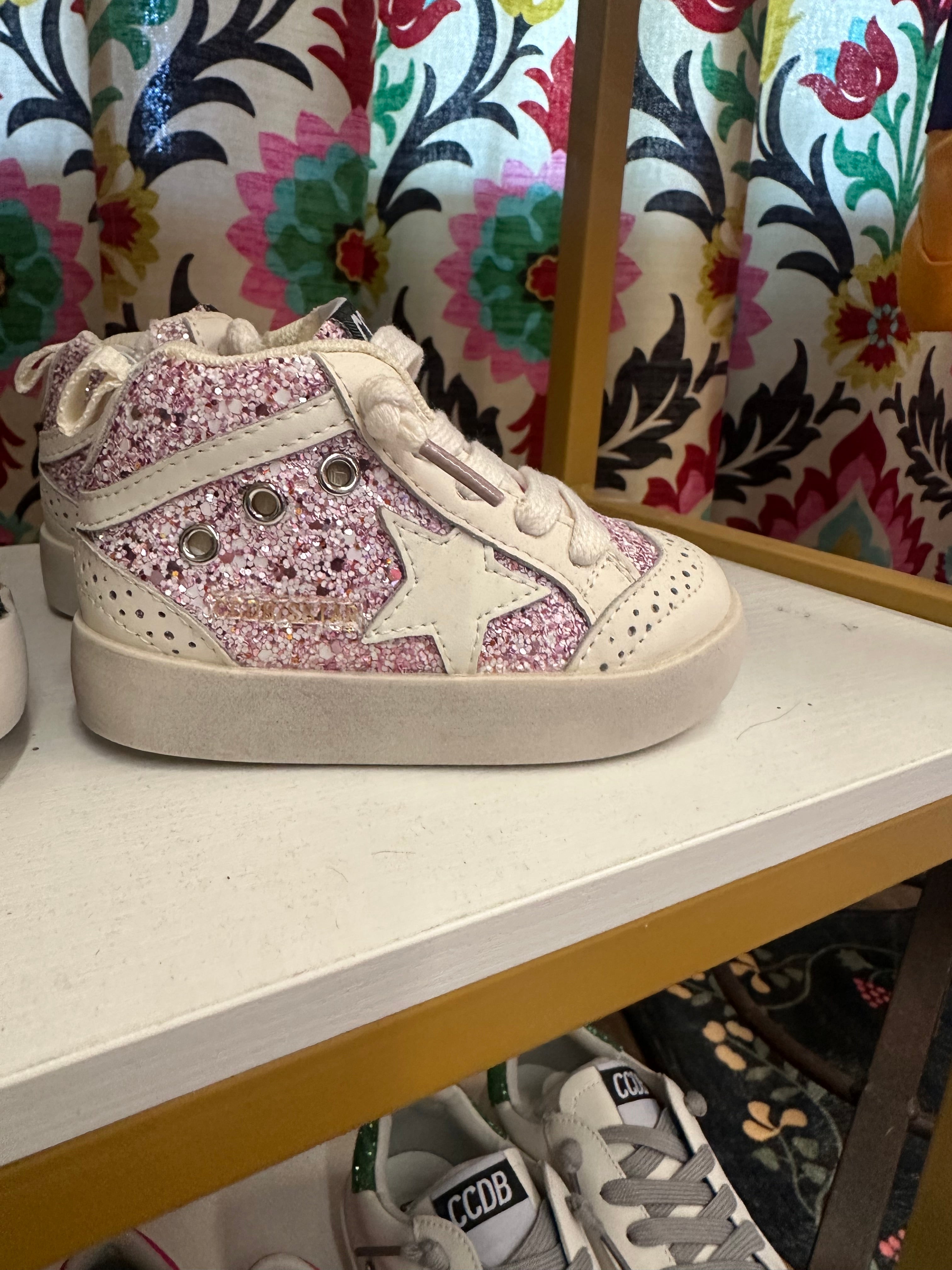 Lavender Glitter White star Hi-top