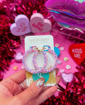 Baby Pink Glitter Hoops