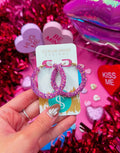 Hot Pink Glitter Hoops