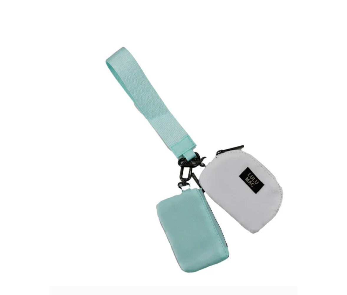 Mint/White LuLu Mac Double Pouch Wristlet