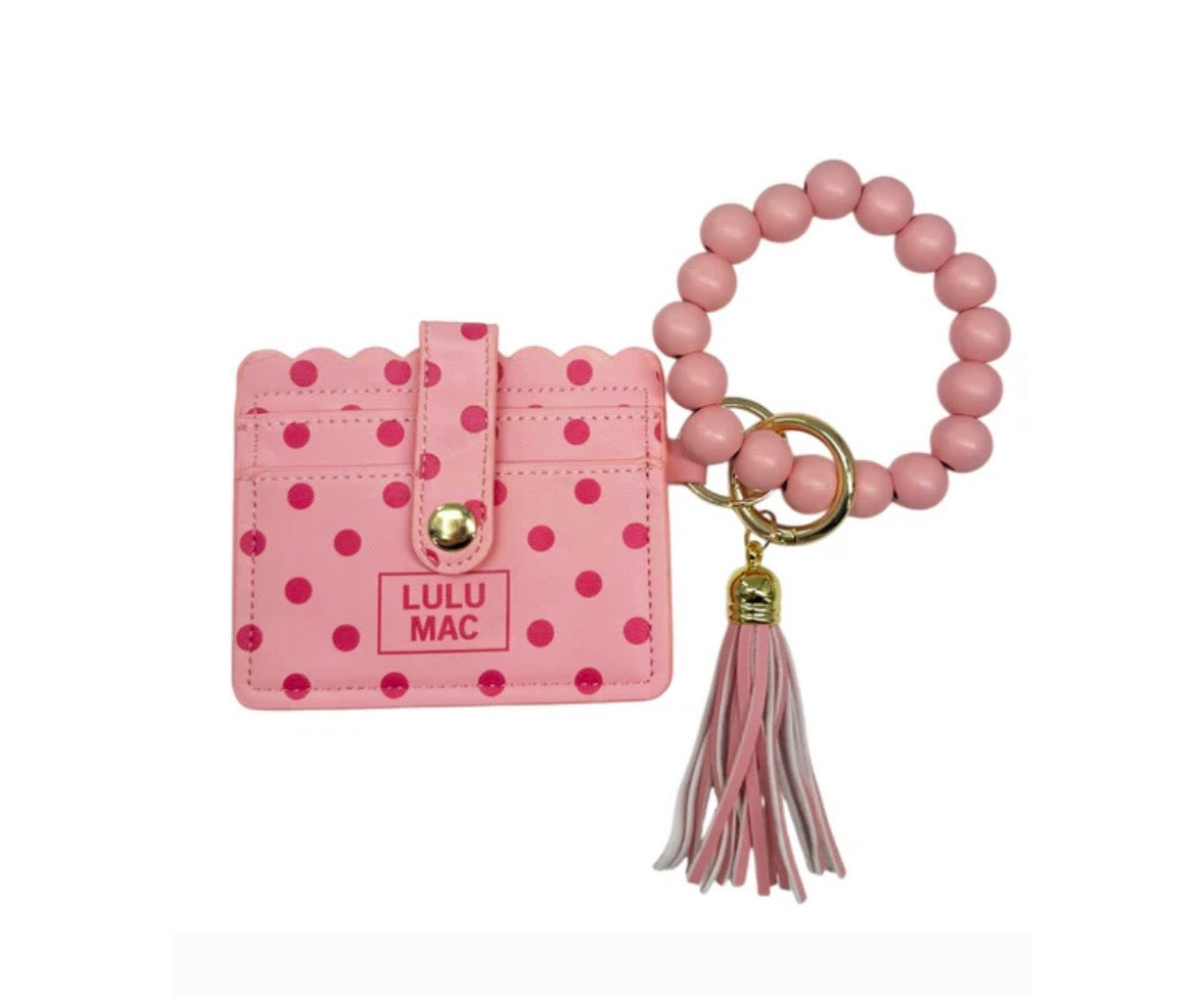LuLu Hot Pink/Pink dot Wristlet