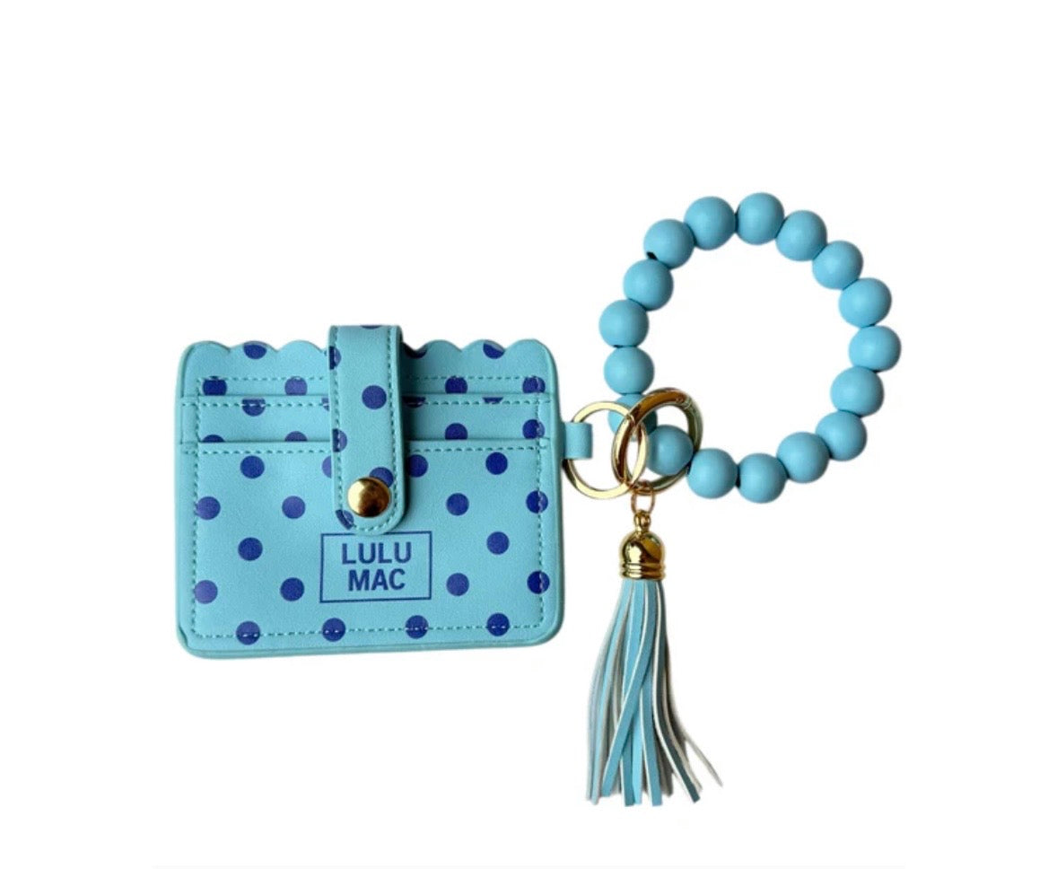 LuLu Wristlet Wallet Blue/Navy Dot