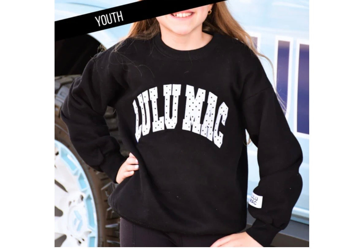 Youth Black White/Polka Dot Stitch Sweatshirt