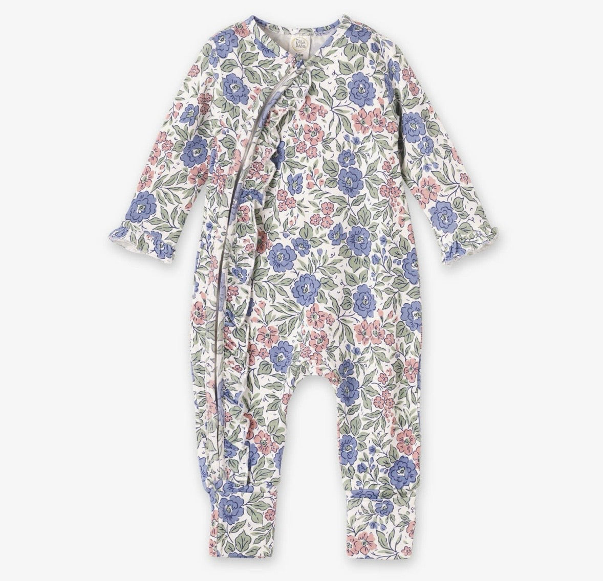 Vintage Floral bamboo  Zipper Romper