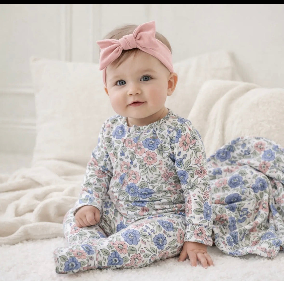 Vintage Floral bamboo  Zipper Romper