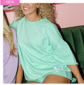 Short Sleeve Terry Cloth Top-Seafoam