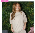 Short Sleeve Terry Cloth Top-Sand