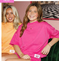 Short Sleeve Terry Cloth Top-Hot Pink
