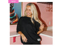Short Sleeve Terry cloth Top-Black