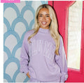 Stitch Mockneck Terry Cloth Top-Lavender