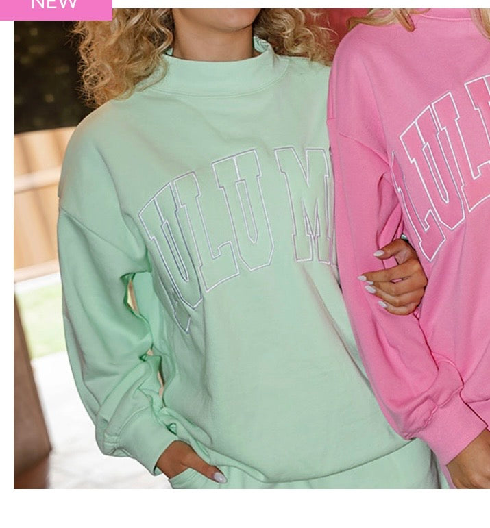 Stitch Mockneck Terry Cloth top-Mint