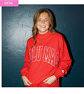 Stitch Mockneck Terry Cloth top-Red