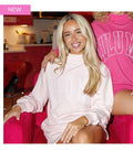 Stitch Mockneck Terry Cloth Top-Light Pink