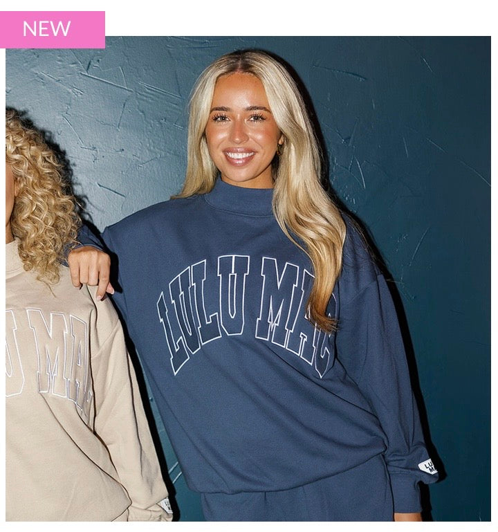 Stitch Mockneck Terry Cloth Top-Navy