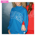 Stitch Mockneck Terry Cloth Top-Bright Blue