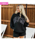 Stitch Mockneck Terry Cloth Top-Black