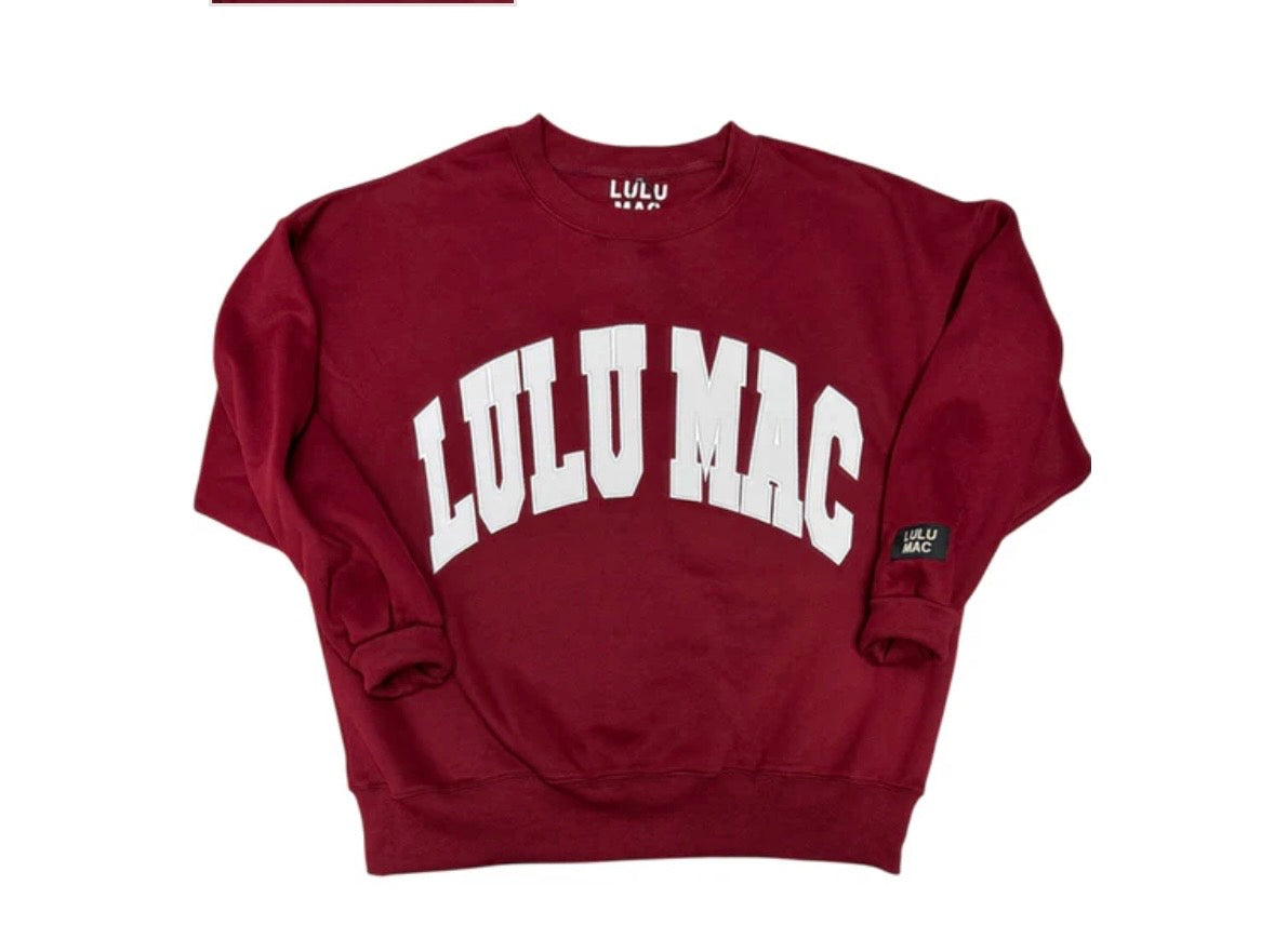 Maroon White Stitch Sweatshirt