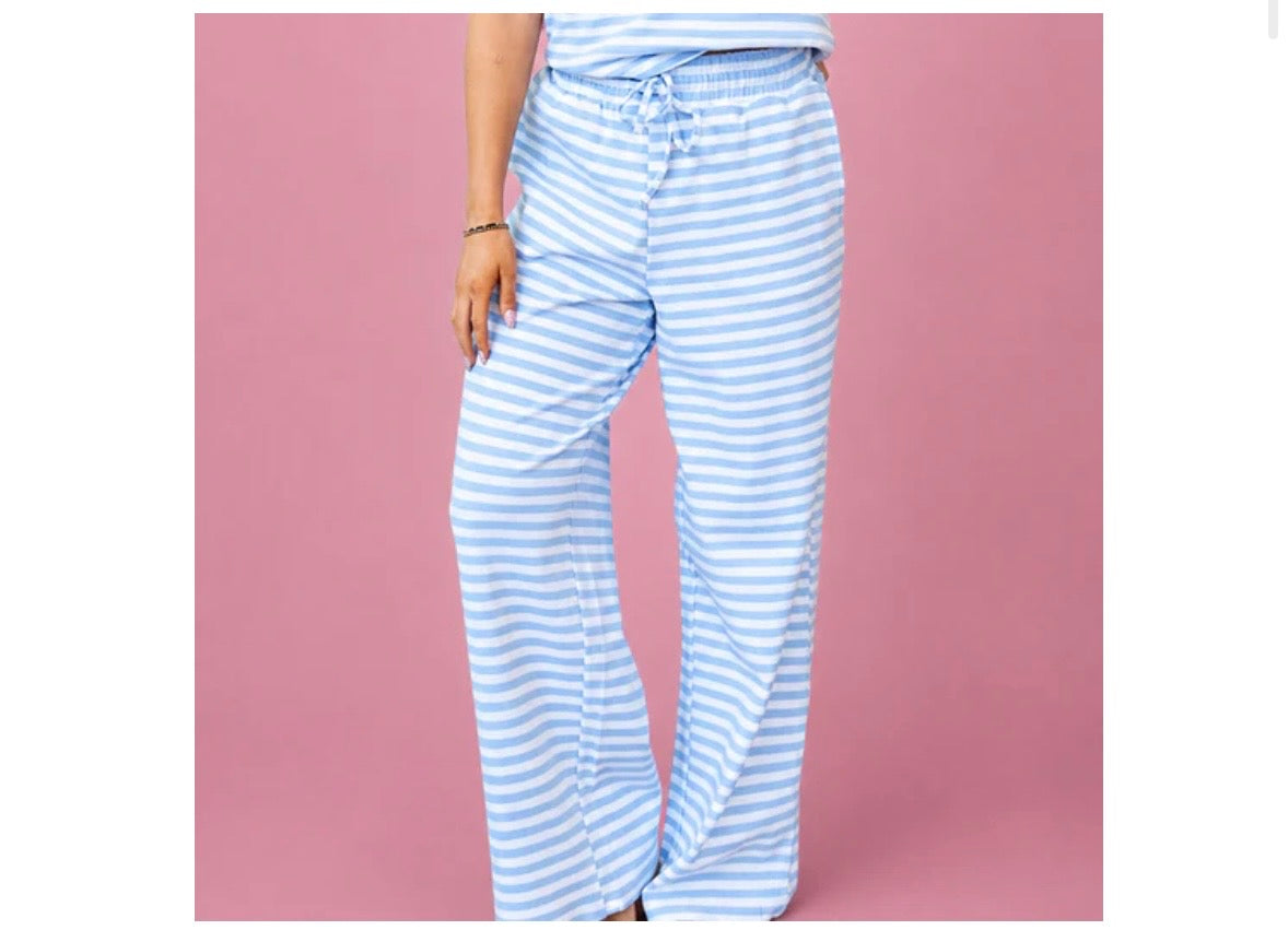 Mac Stripe MonoChrome Pant-Light Blue